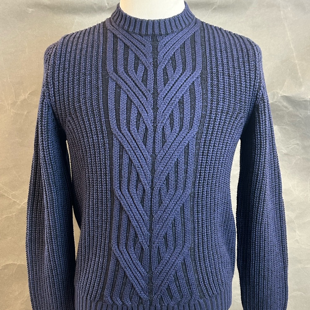 Men's Blue Cable Knit Sweater